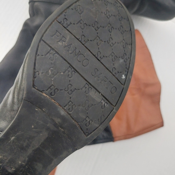 Franco Sarto Leather Boots ZipUp Black and Brown Women sz 7.5 - Picture 4 of 6